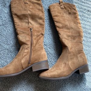 Brown suede riding boot